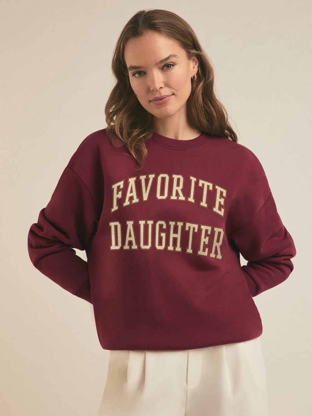 NWOT FAVORITE DAUGHTER Collegiate Sweatshirt In ‘Sangria Nights’